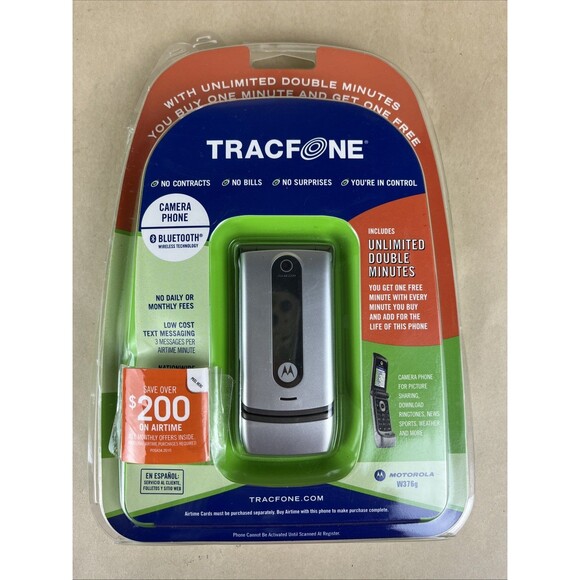 TRACFONE MOTOROLA W376G SILVER FLIP CELLULAR PHONE GSM 0.3 MP CAMERA - Picture 1 of 9